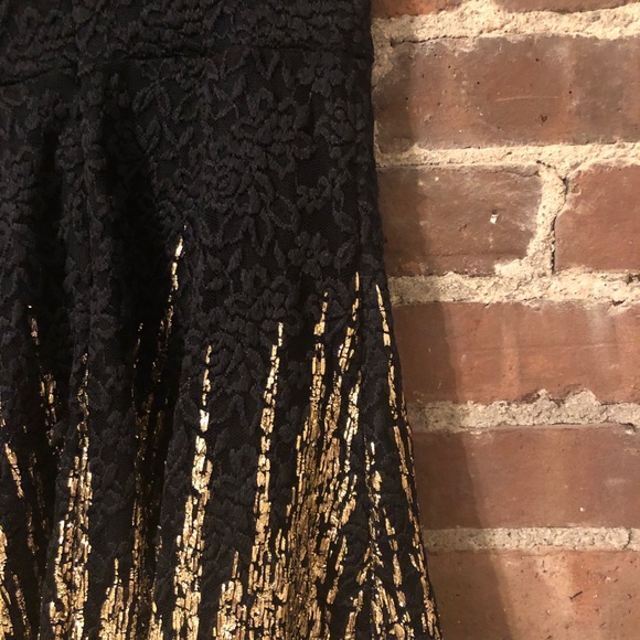 Taroo Black Lace and Gold Foil A-Line Dress - Picture 3 of 4